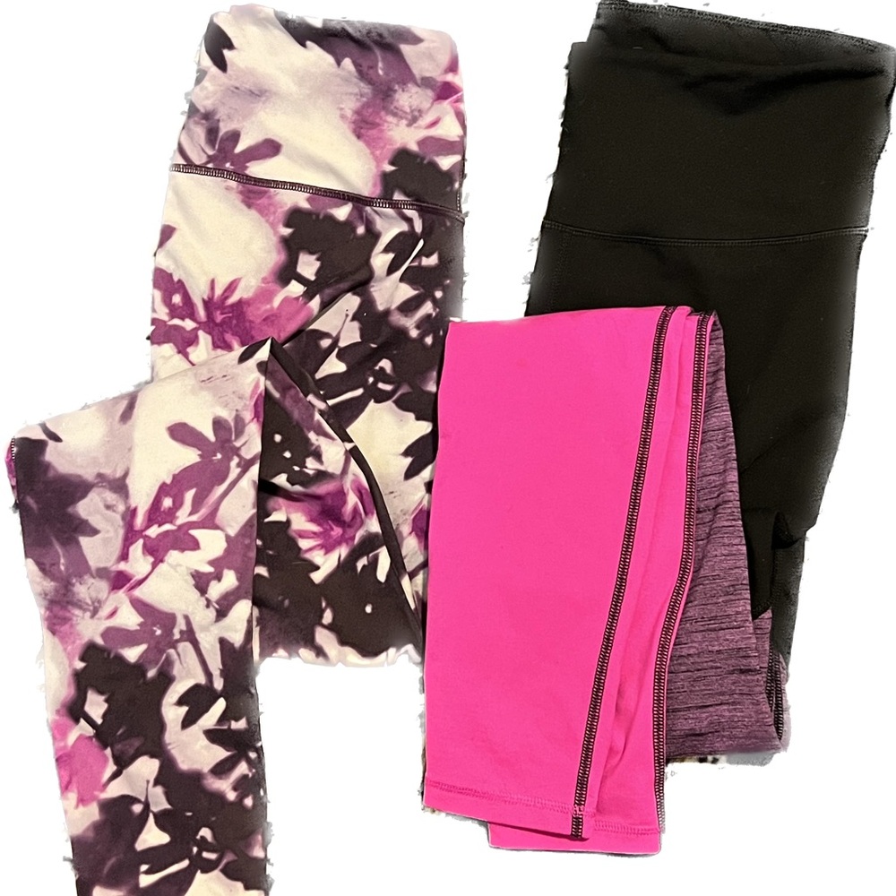 2 pairs old navy black and pink workout leggings. Large tall
